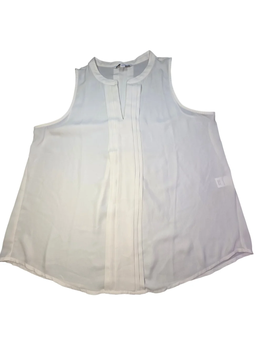 41 Hawthorn White Pleated Front Sleeveless Blouse Split V-Neck Tank Top Large